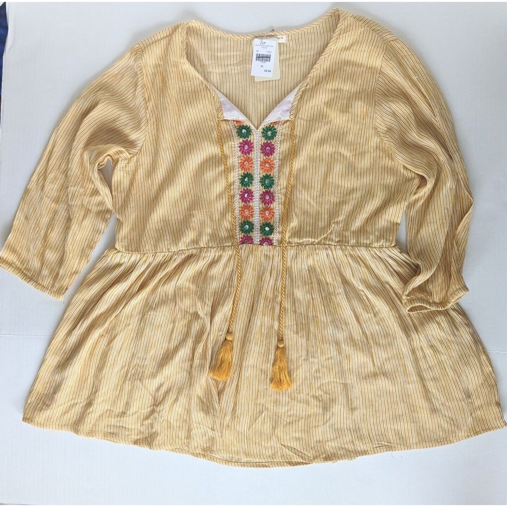 Studio West Blouse Ladies XL Yellow Bohemian